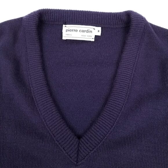 VINTAGE Pierre Cardin Luxe Orlon Purple V-Neck Sweater Old Money Quiet Luxury - Picture 7 of 9
